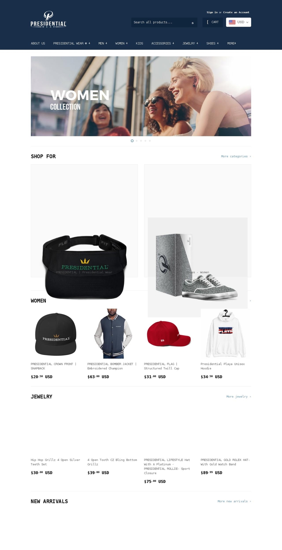 thepresidentialco.com — Shopify storefront screenshot