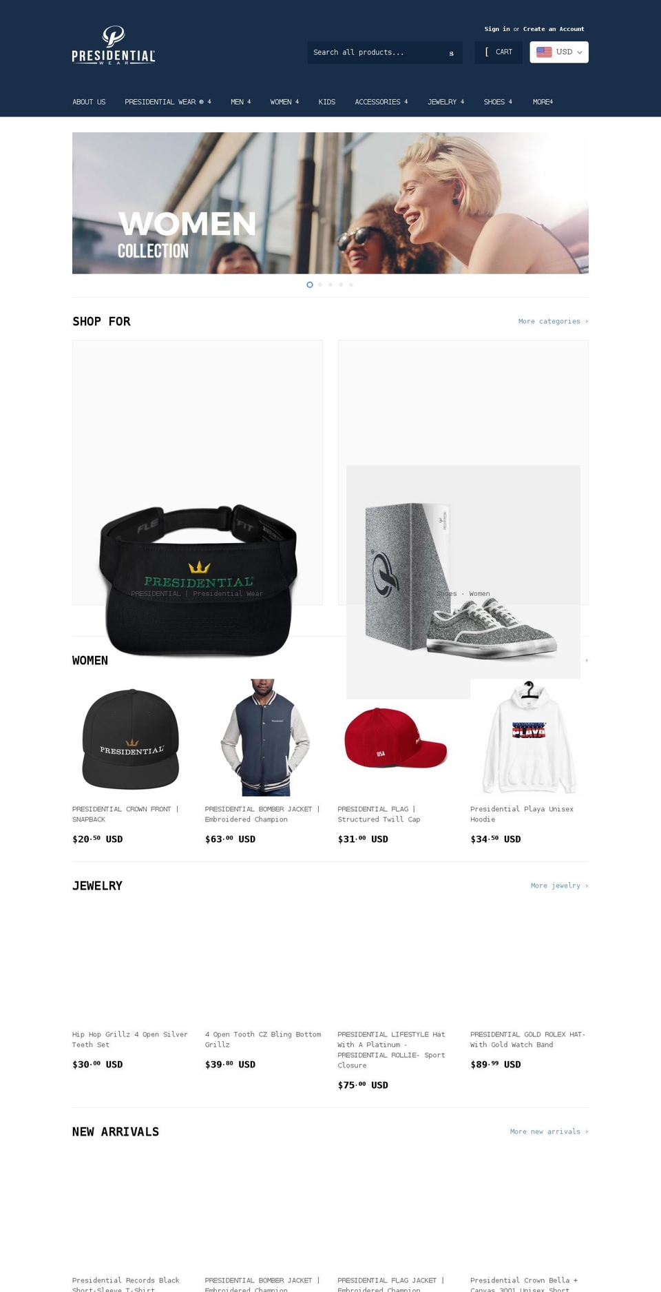 thepresidentialshop.com — Shopify storefront screenshot