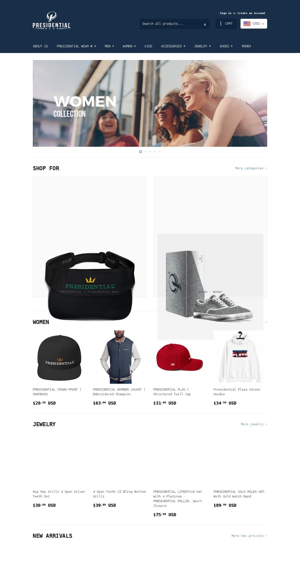 thepresidentialstyle.com — Shopify storefront screenshot