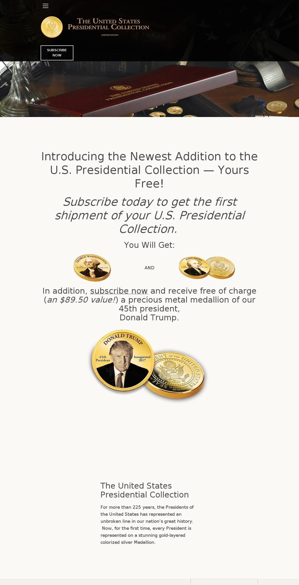 WCC 2017 Shopify theme site example thepresidentscollection.com