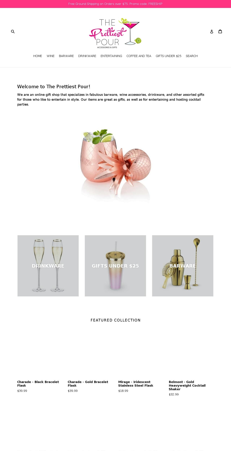 theprettiestpour.com — Shopify storefront screenshot