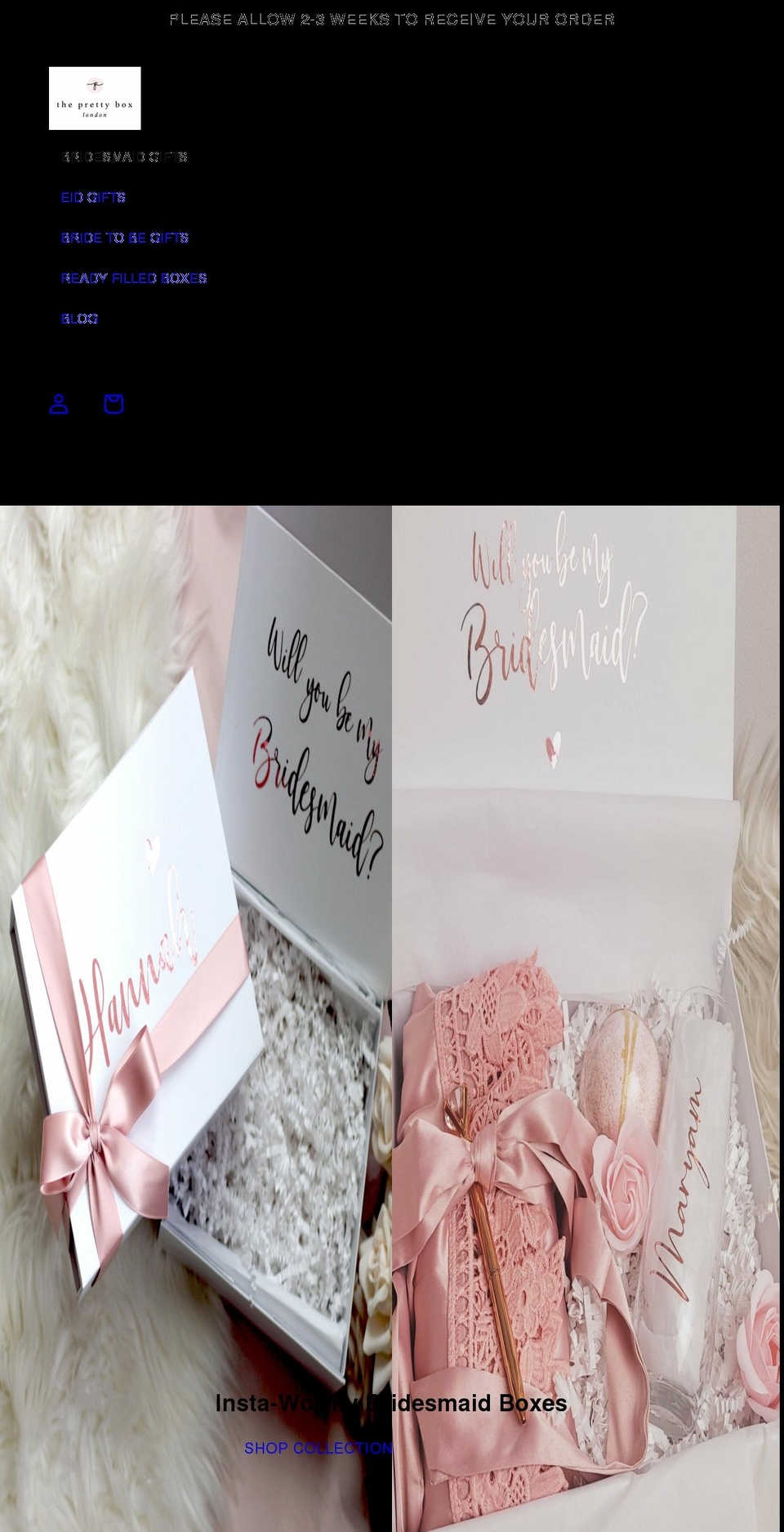 theprettybox.co.uk shopify website screenshot