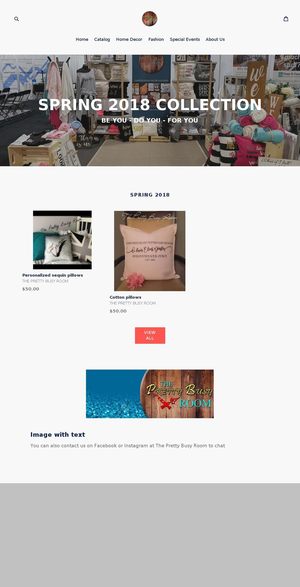 theprettybusyroom.com — Shopify storefront screenshot