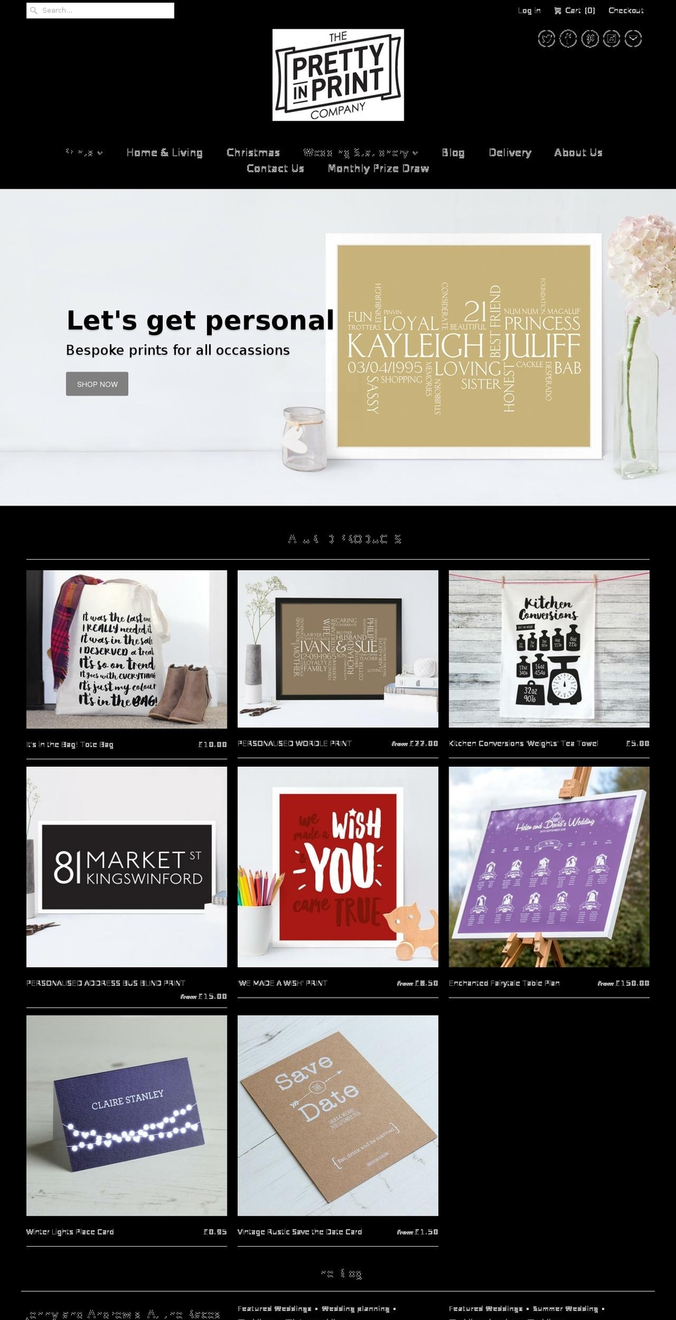 theprettyinprintcompany.com shopify website screenshot