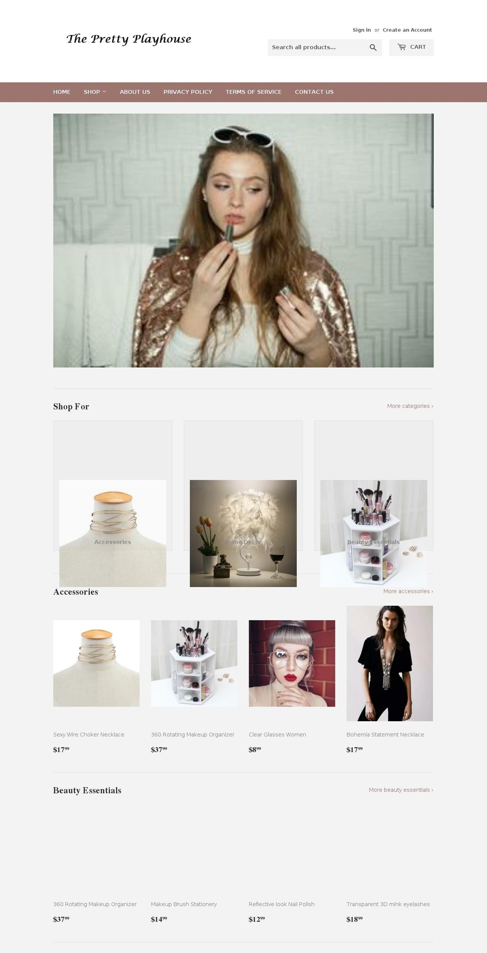 theprettyplayhouse.com — Shopify storefront screenshot