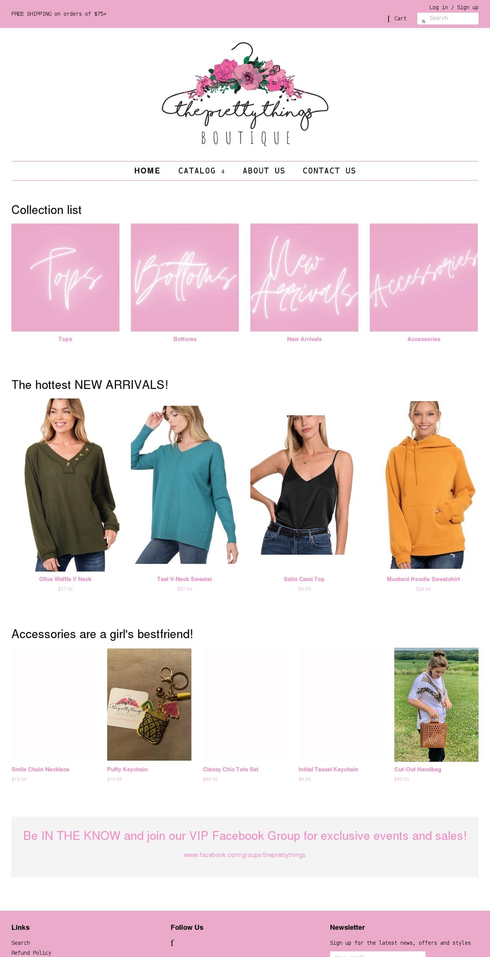theprettythingsboutique.com shopify website screenshot