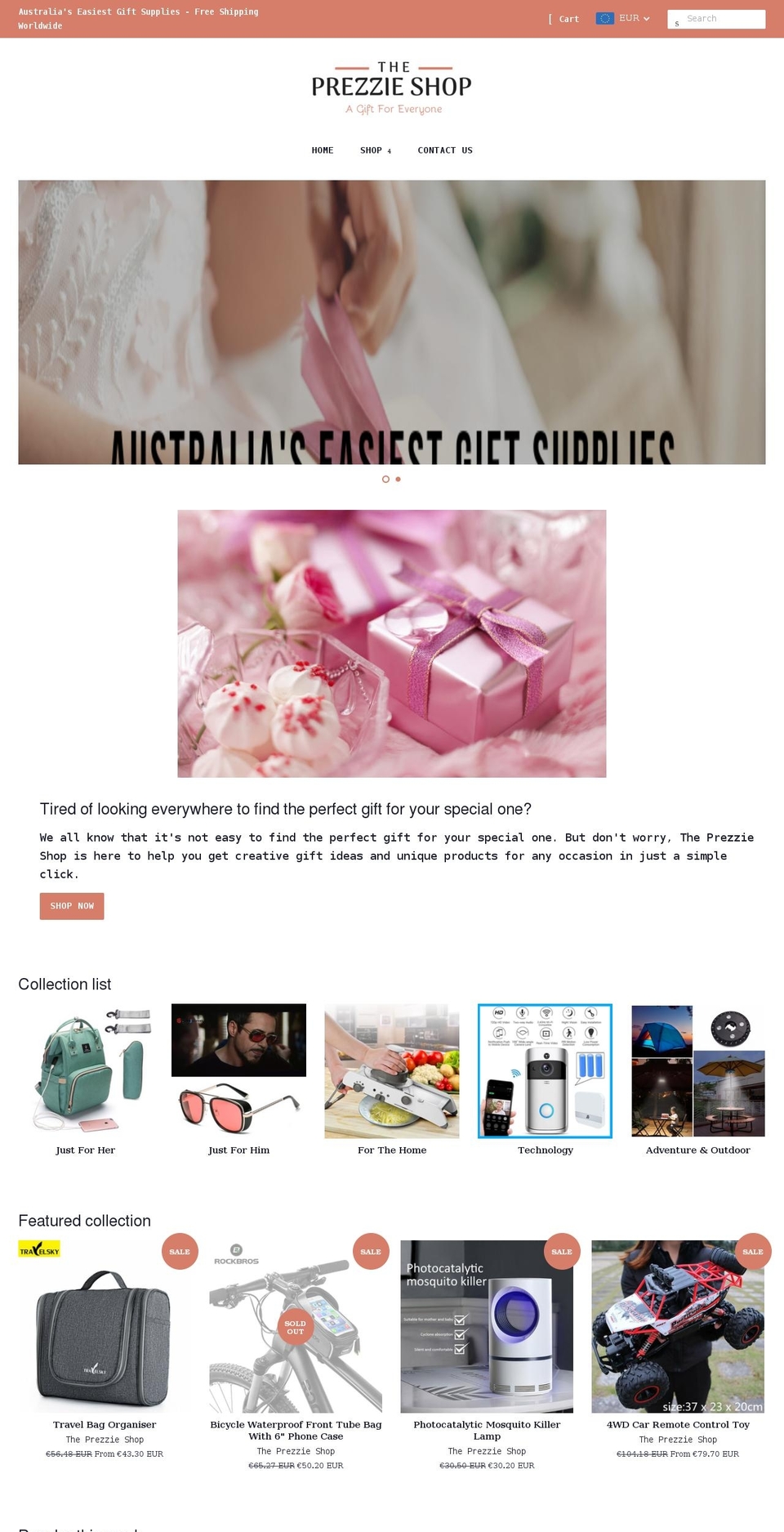 theprezzieshop.com.au shopify website screenshot