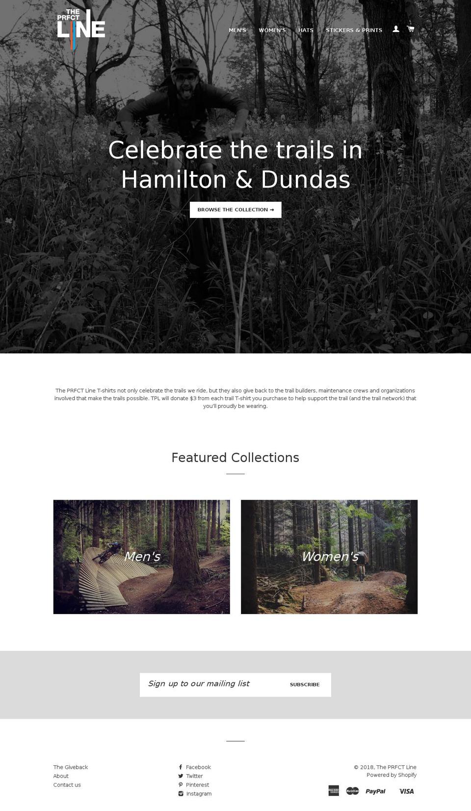 theprfctline.com — Shopify storefront screenshot