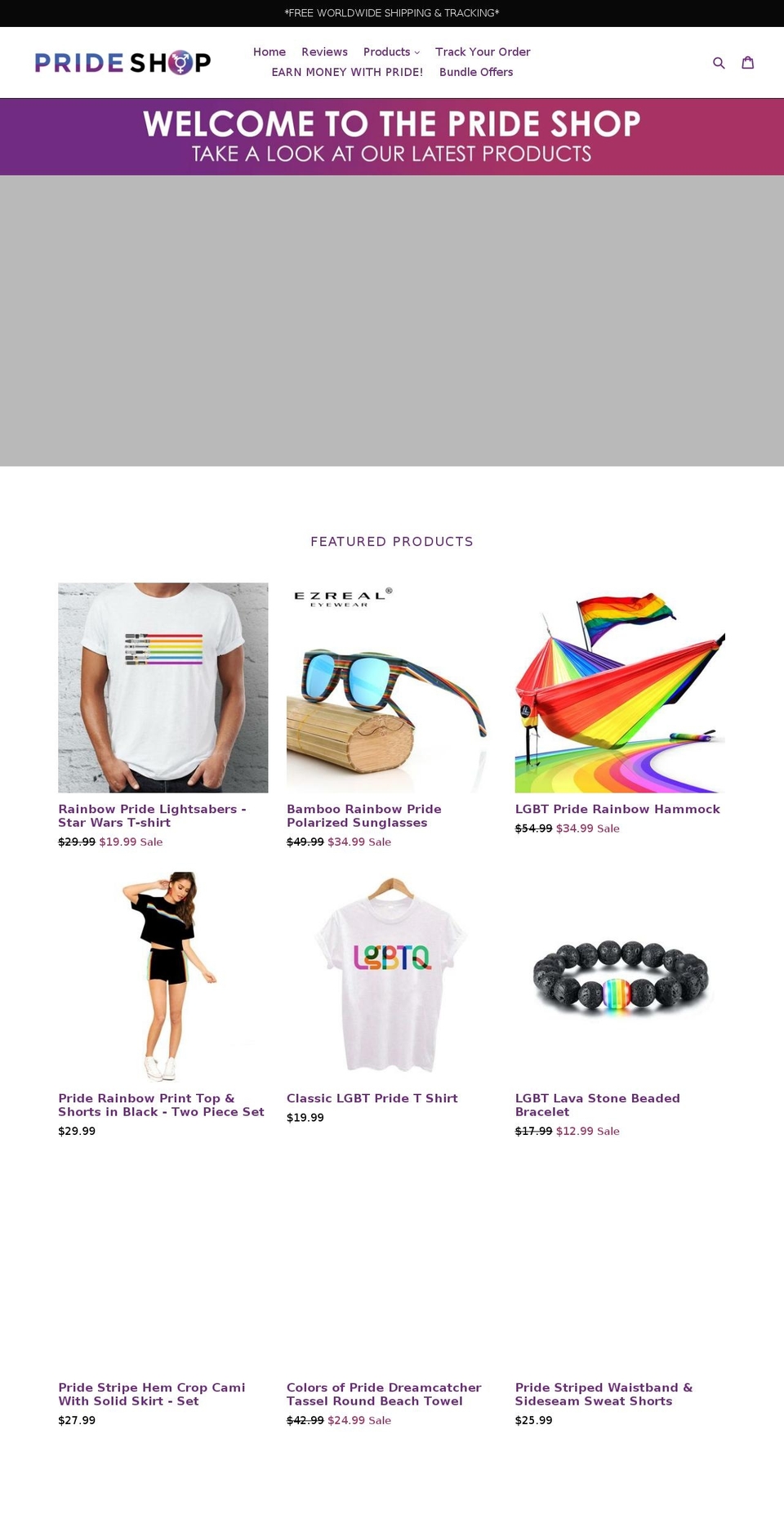 theprideshop.net shopify website screenshot