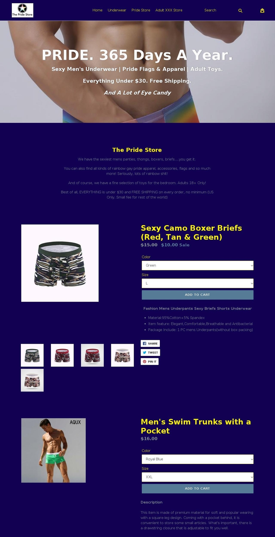 thepridestore.net shopify website screenshot