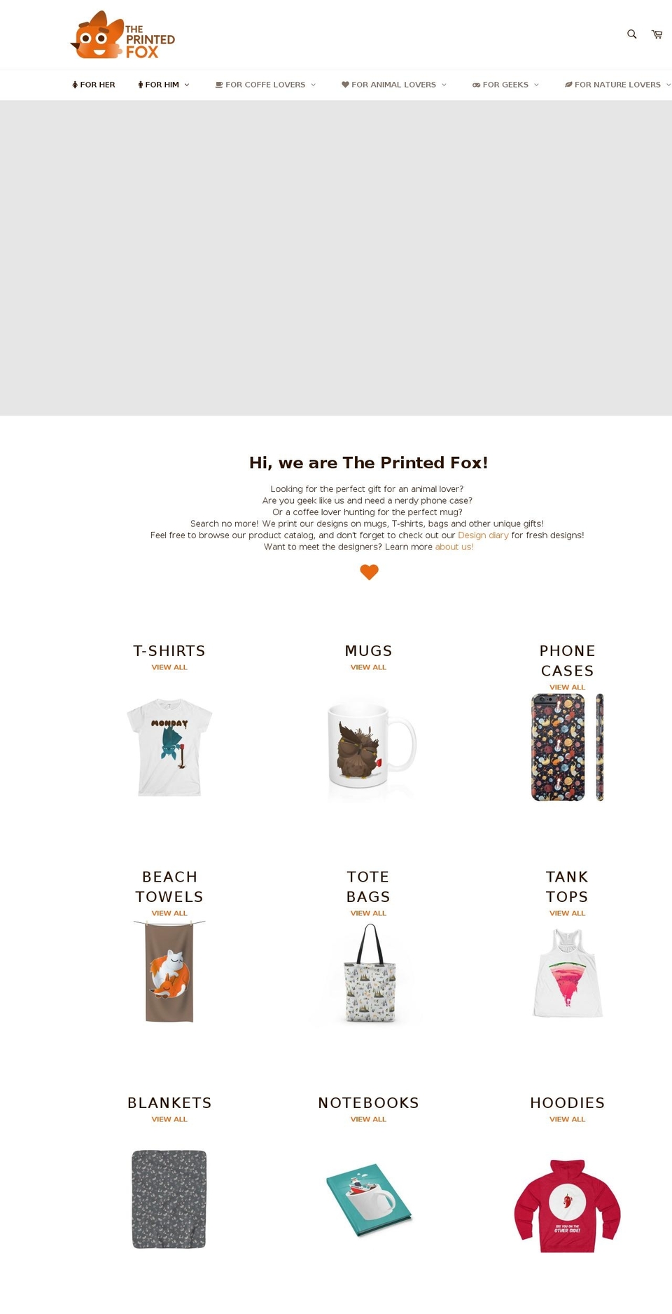 theprintedfox.com — Shopify storefront screenshot