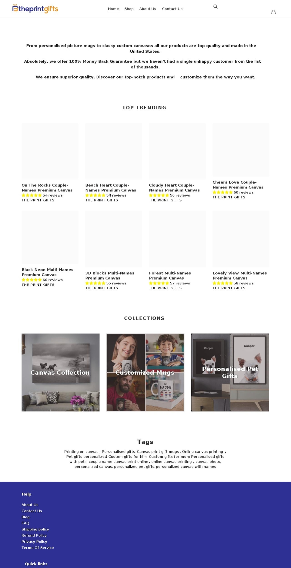 theprintgifts.com shopify website screenshot