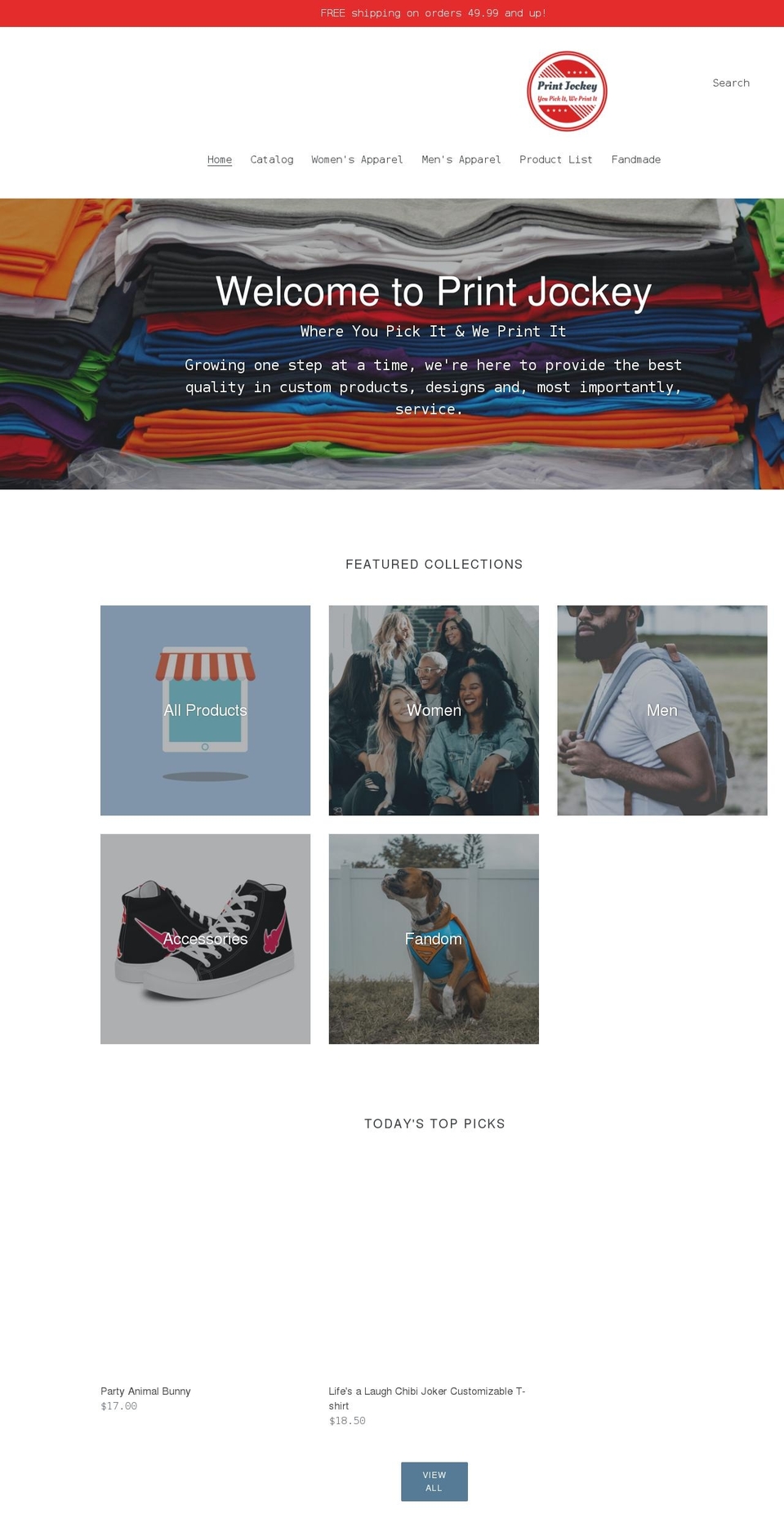 theprintjockey.com shopify website screenshot