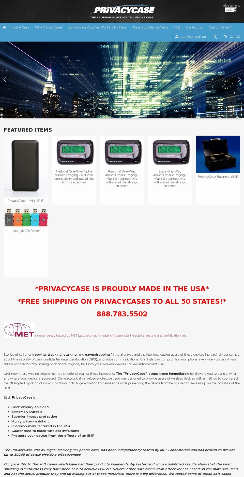 Fluid Shopify theme site example theprivacycase.com