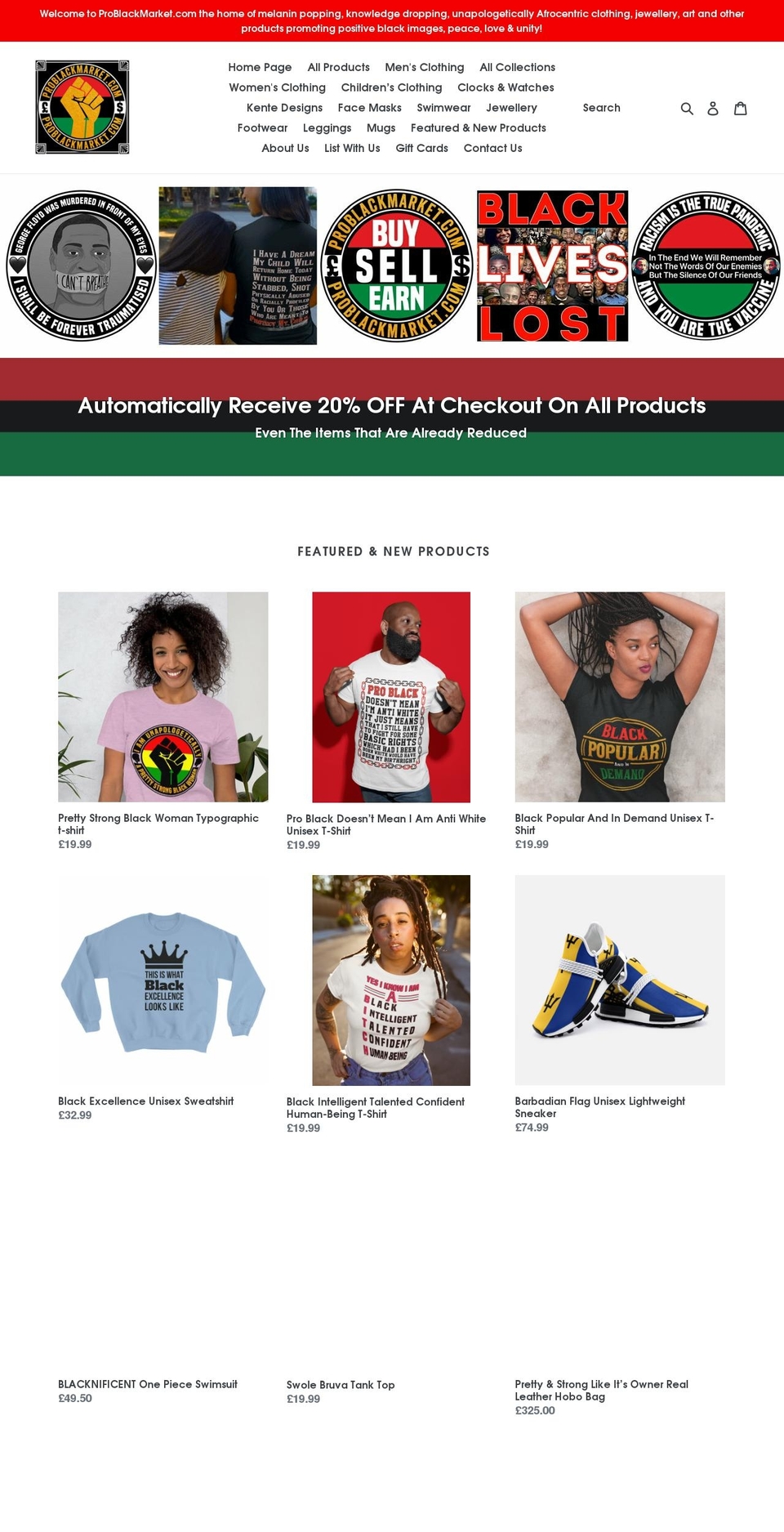 theproblackmarket.com shopify website screenshot