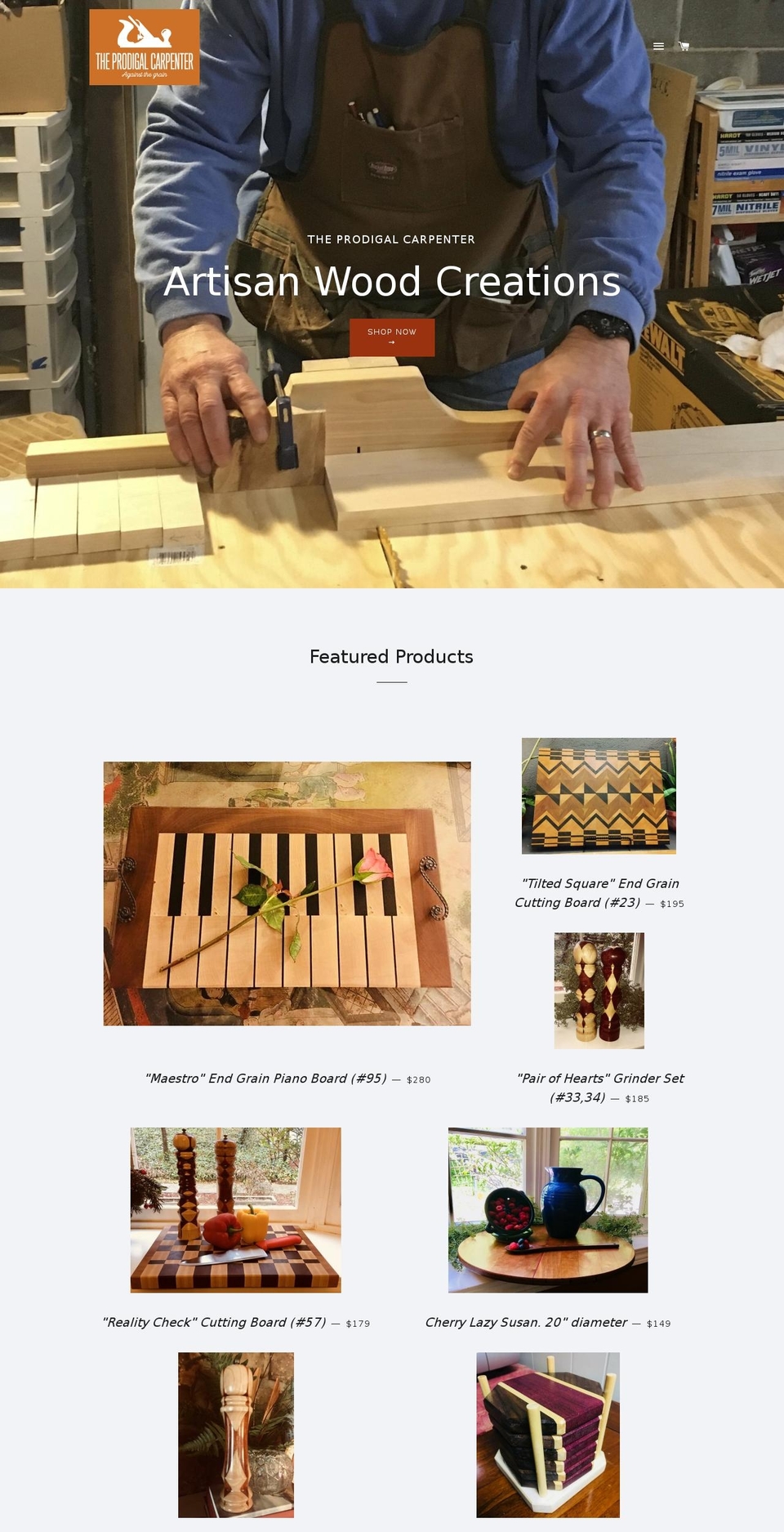 theprodigalcarpenter.net shopify website screenshot