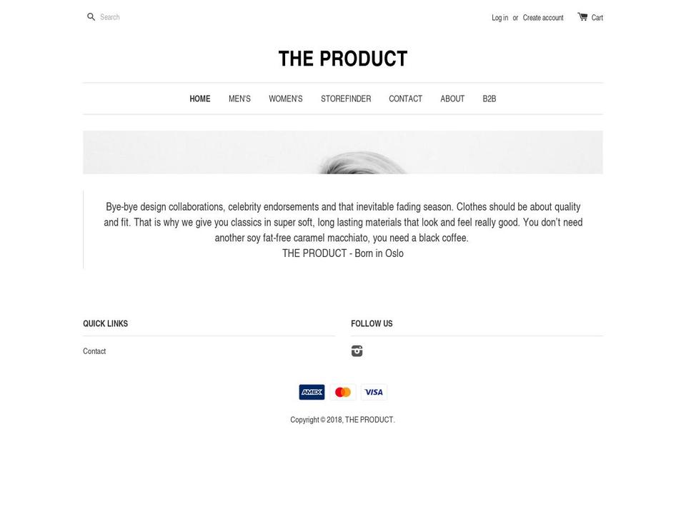 theproduct.no shopify website screenshot