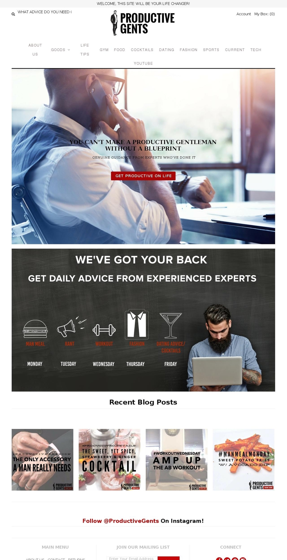 theproductivegentleman.com shopify website screenshot