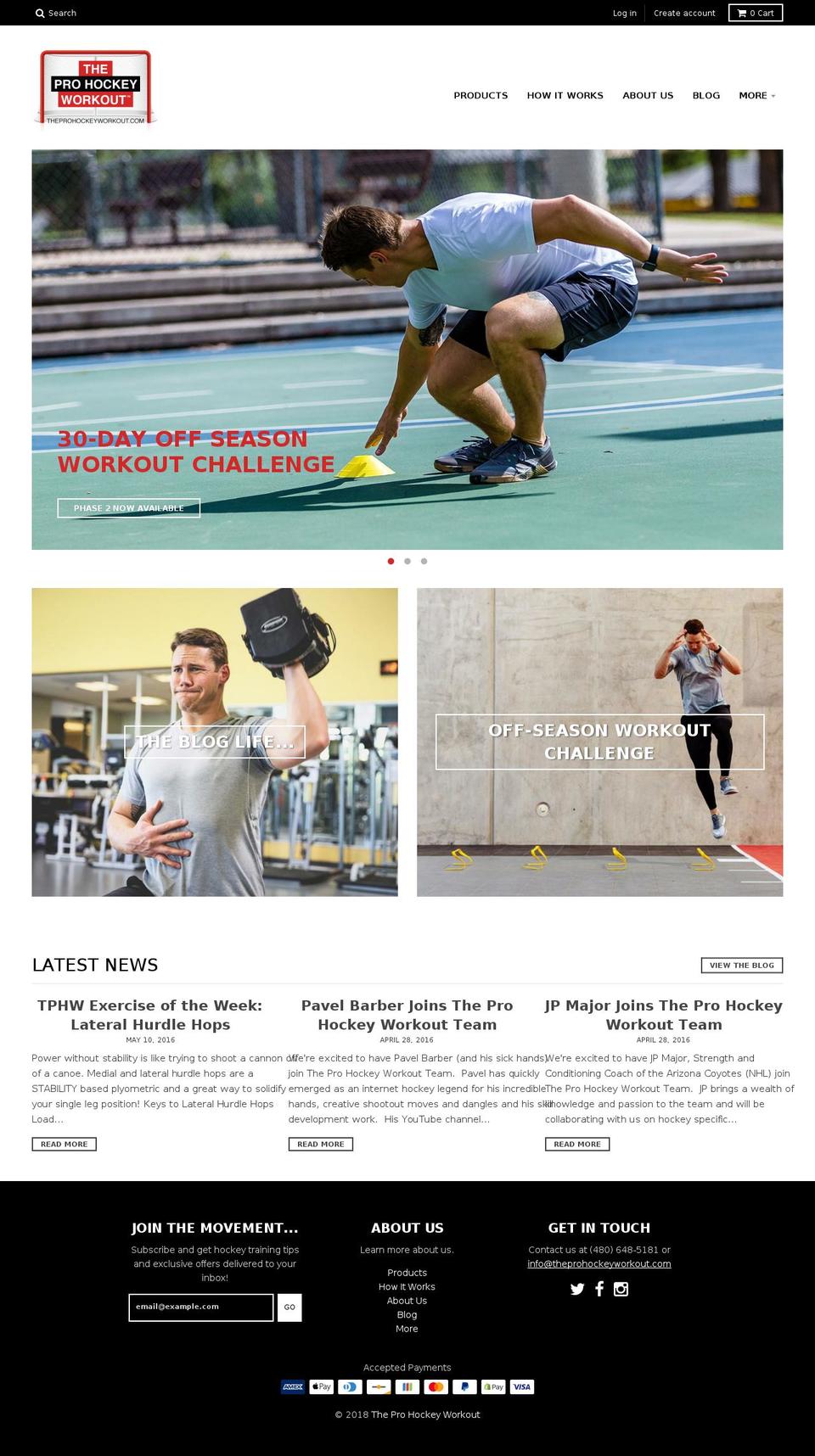 theprohockeyworkout.com — Shopify storefront screenshot