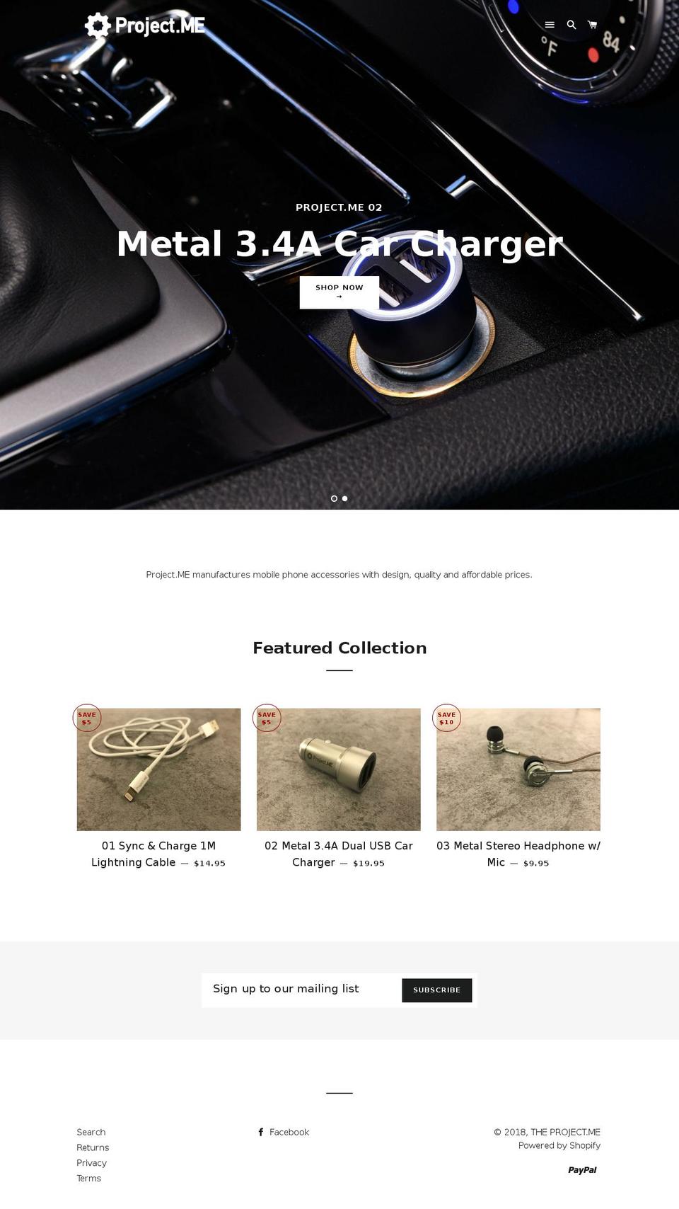 theprojectme.com — Shopify storefront screenshot