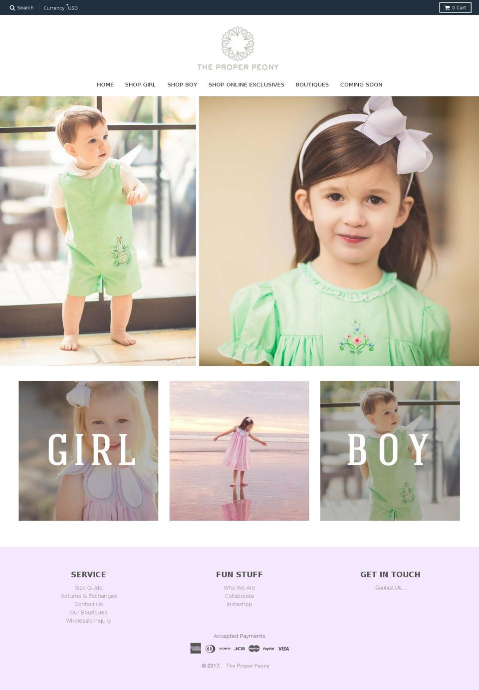 theproperpeony.com shopify website screenshot