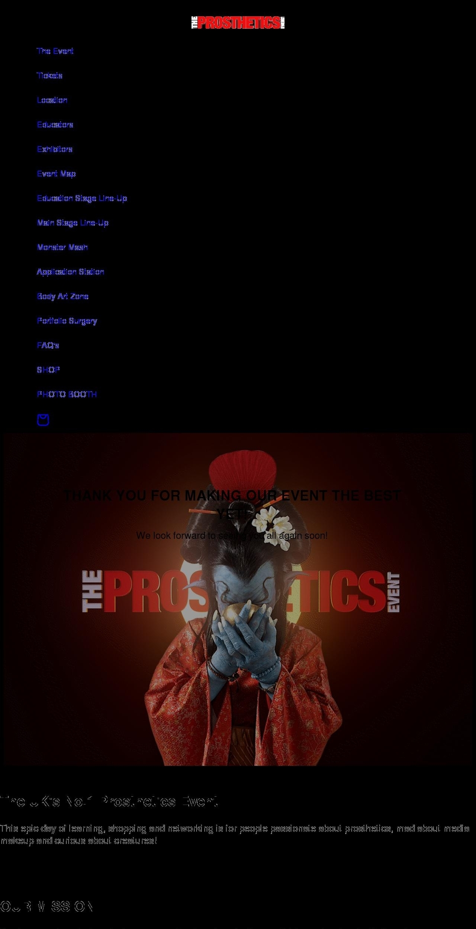 theprostheticsevent.com shopify website screenshot