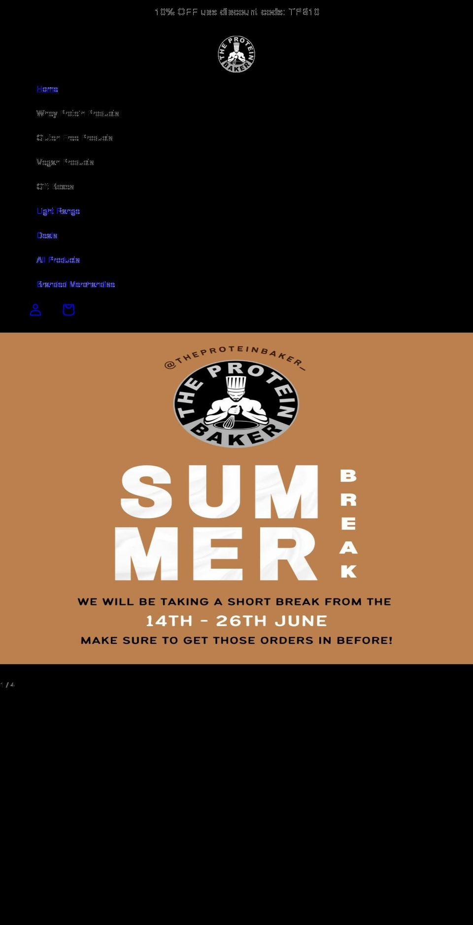 theproteinbaker.uk shopify website screenshot