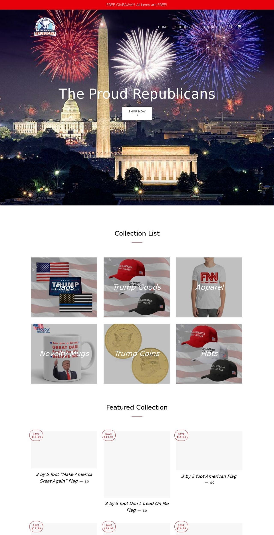 theproudrepublicans.com — Shopify storefront screenshot