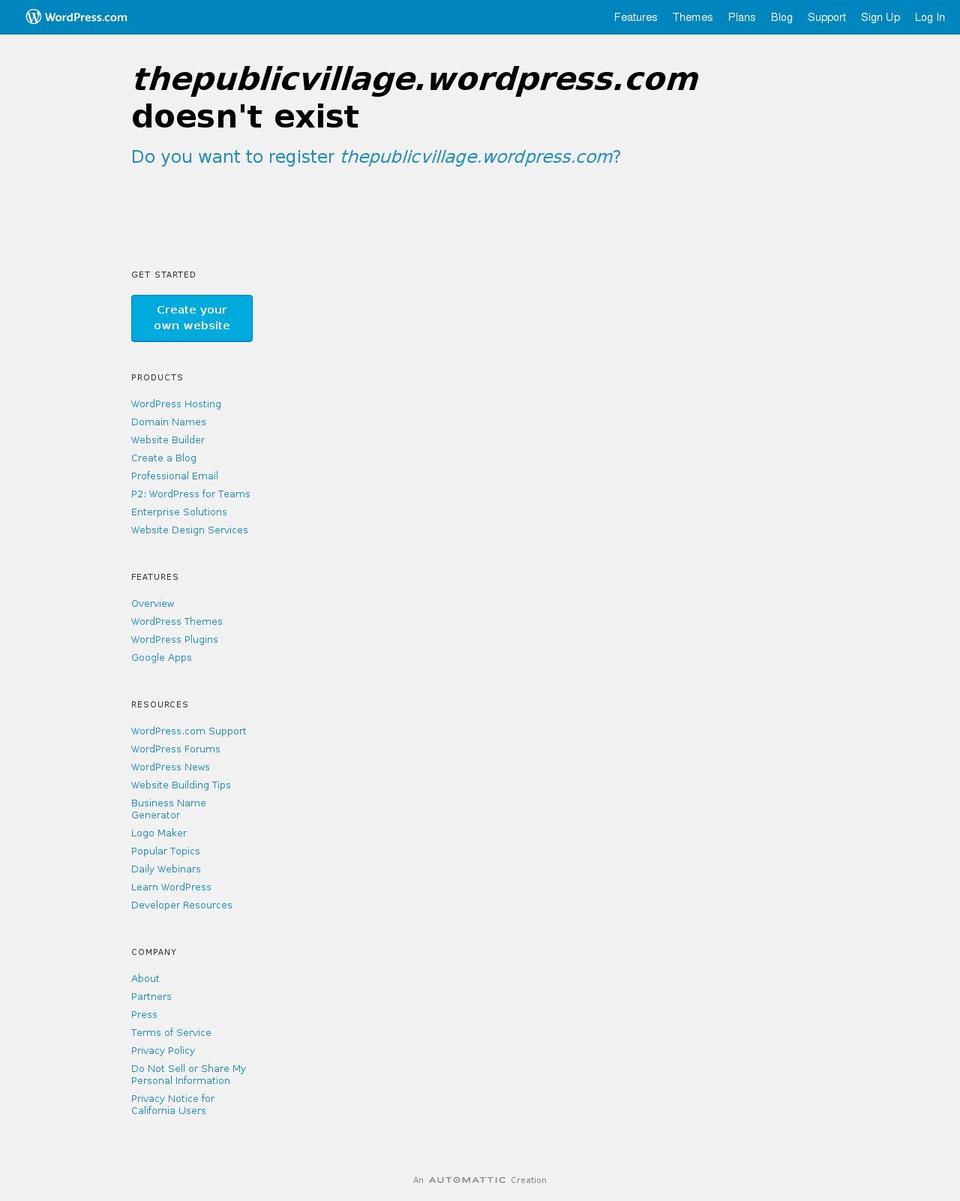 thepublicvillage.com — Shopify storefront screenshot