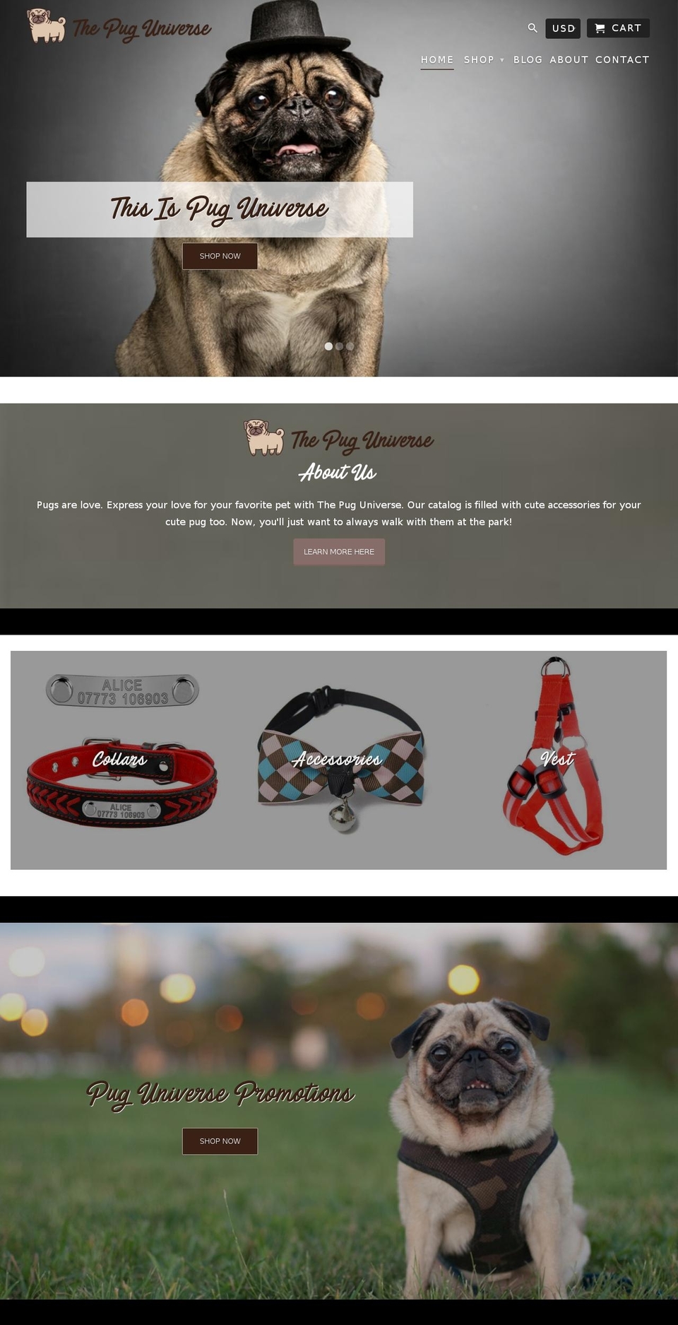 thepuguniverse.com shopify website screenshot