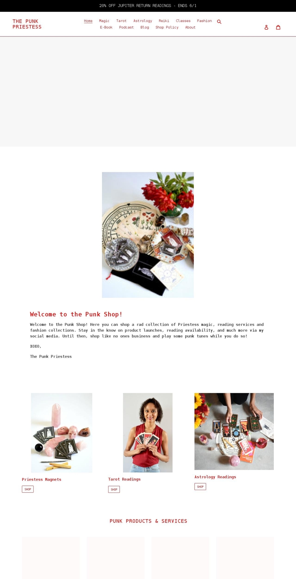thepunkpriestess.com shopify website screenshot