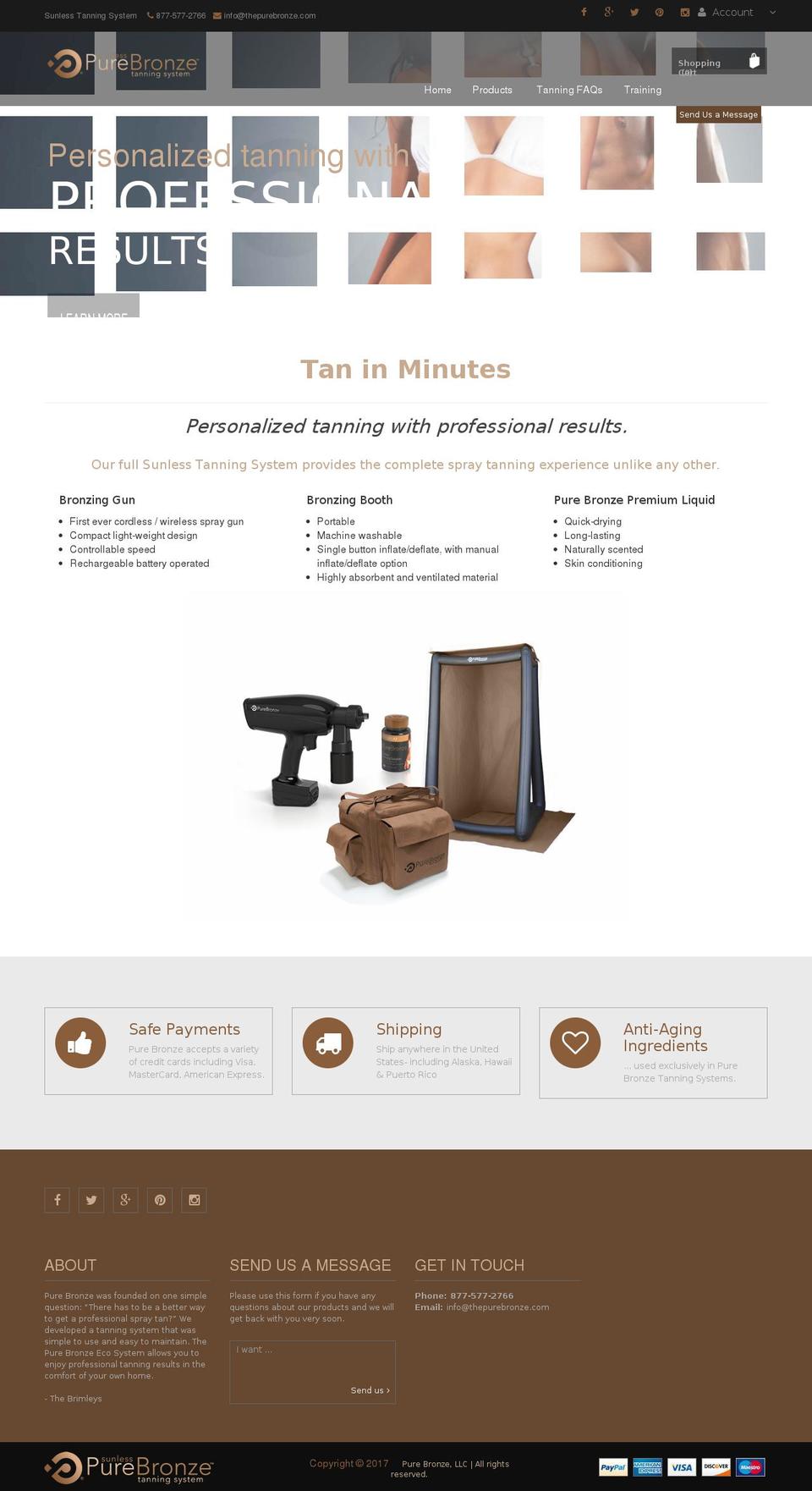 thepurebronze.com shopify website screenshot