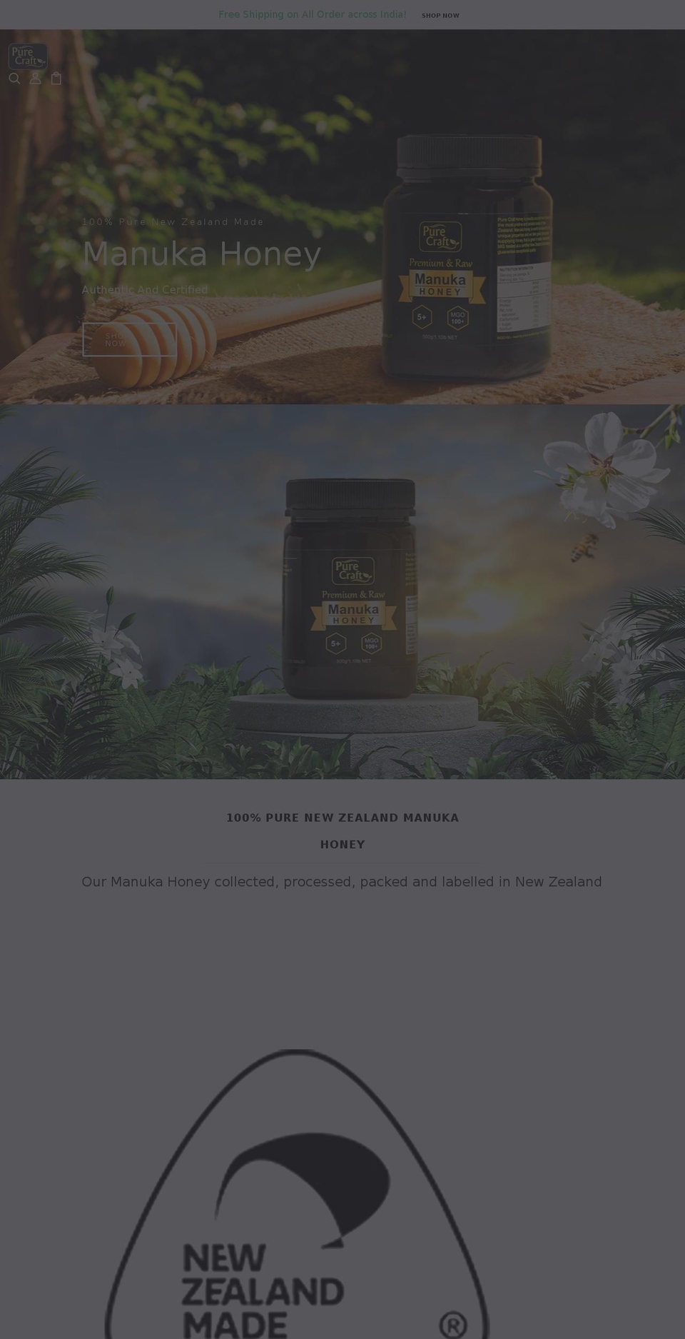 thepurecraft.com shopify website screenshot