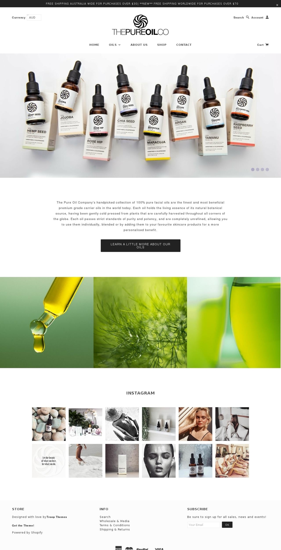 thepureoilco.com shopify website screenshot