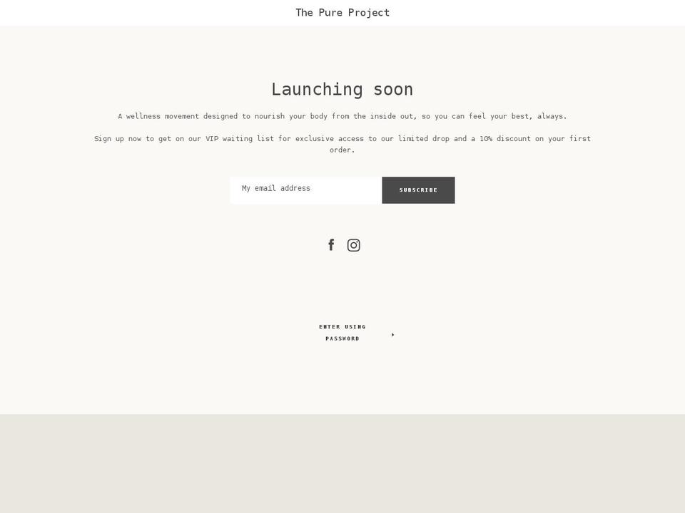 thepureproject.net shopify website screenshot