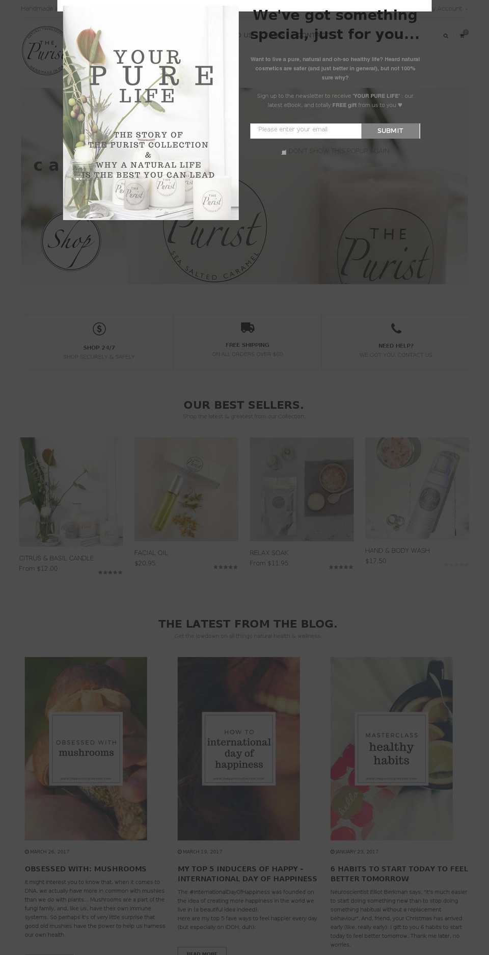 thepuristcollection.com shopify website screenshot