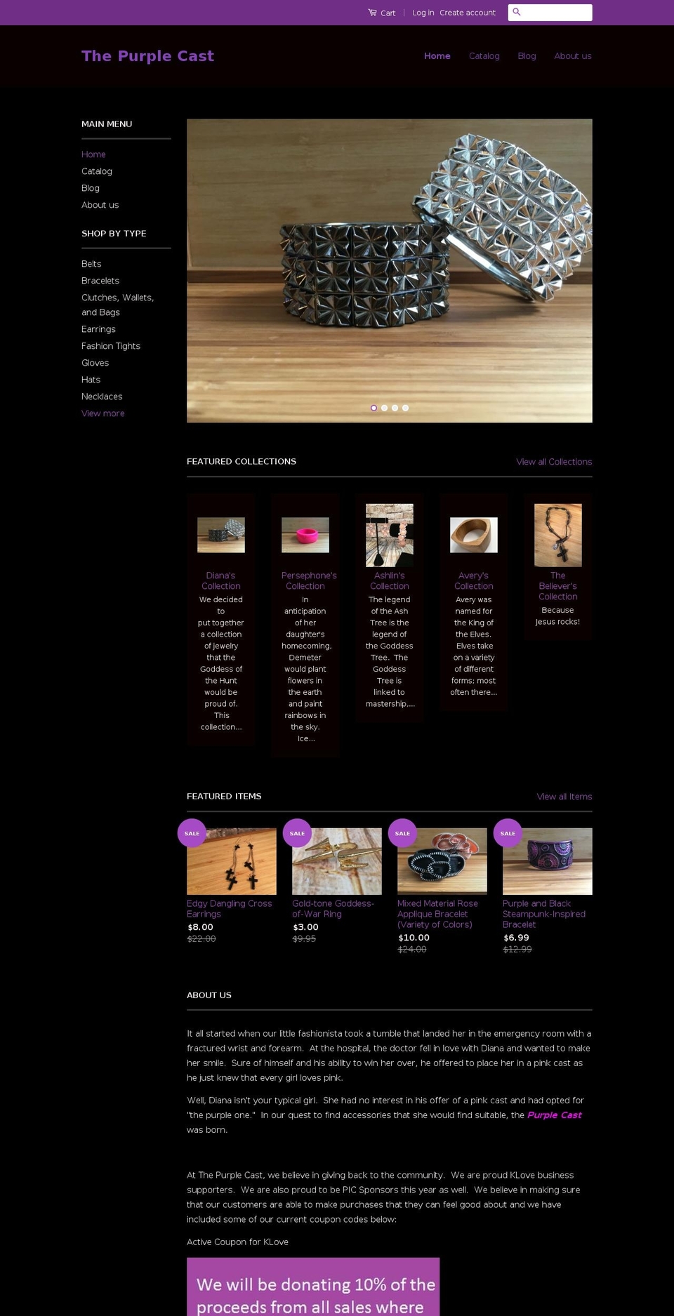 Current Shopify theme site example thepurplecast.com