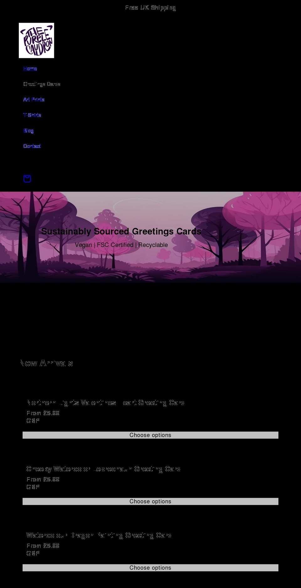thepurplecauldron.co.uk shopify website screenshot