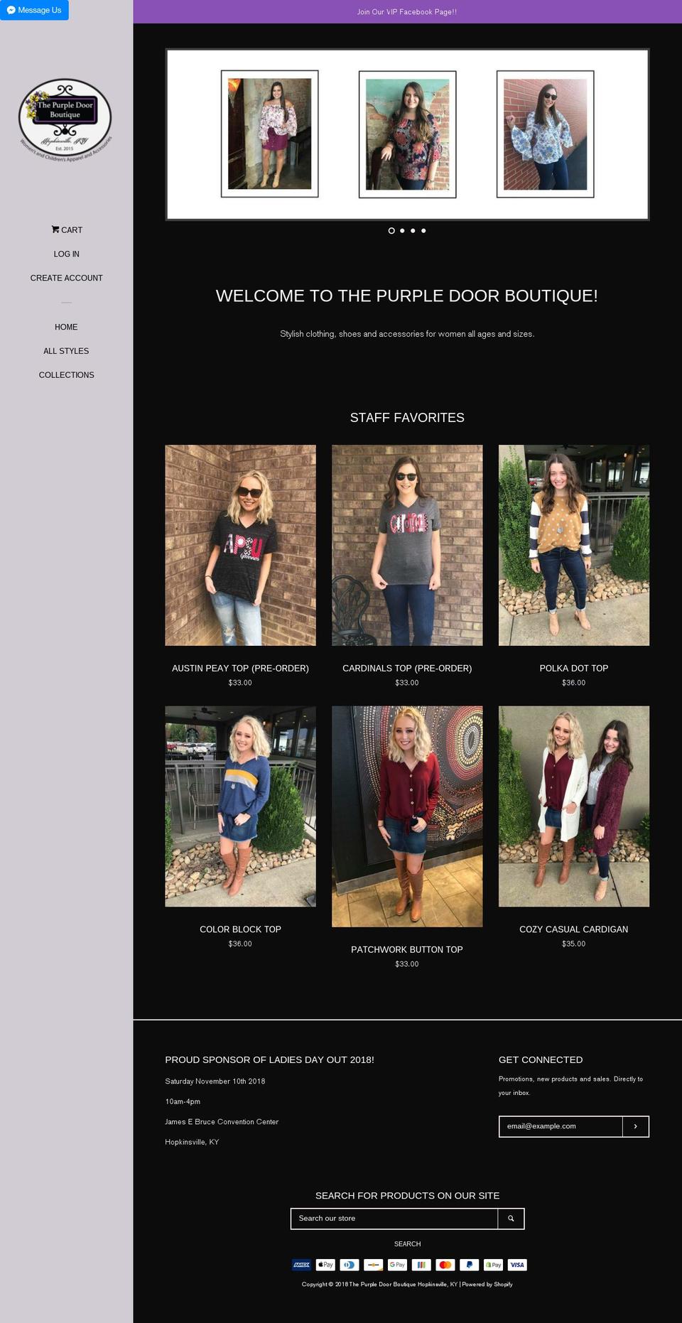thepurpledoorboutique.com — Shopify storefront screenshot