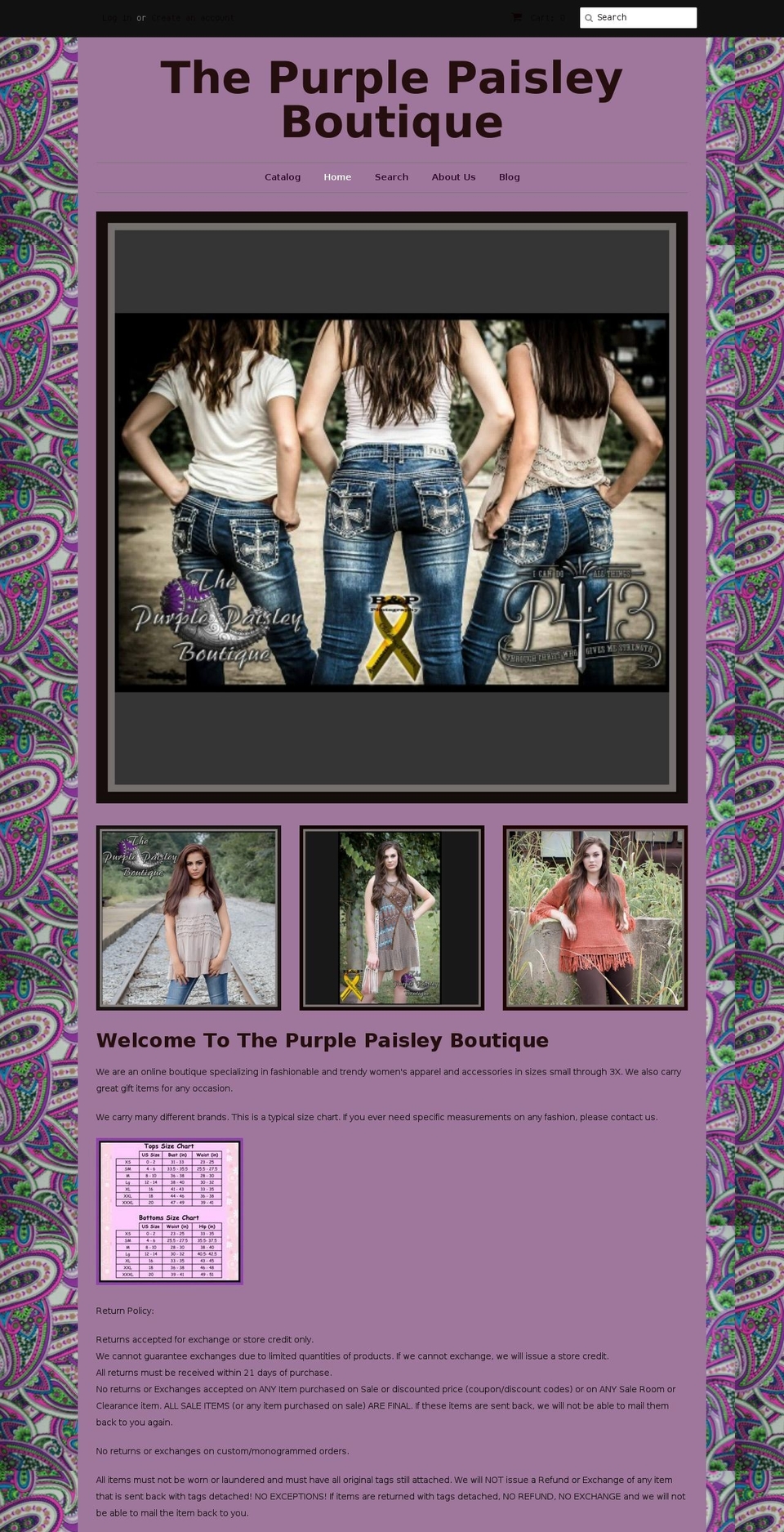 thepurplepaisleyboutique.com shopify website screenshot