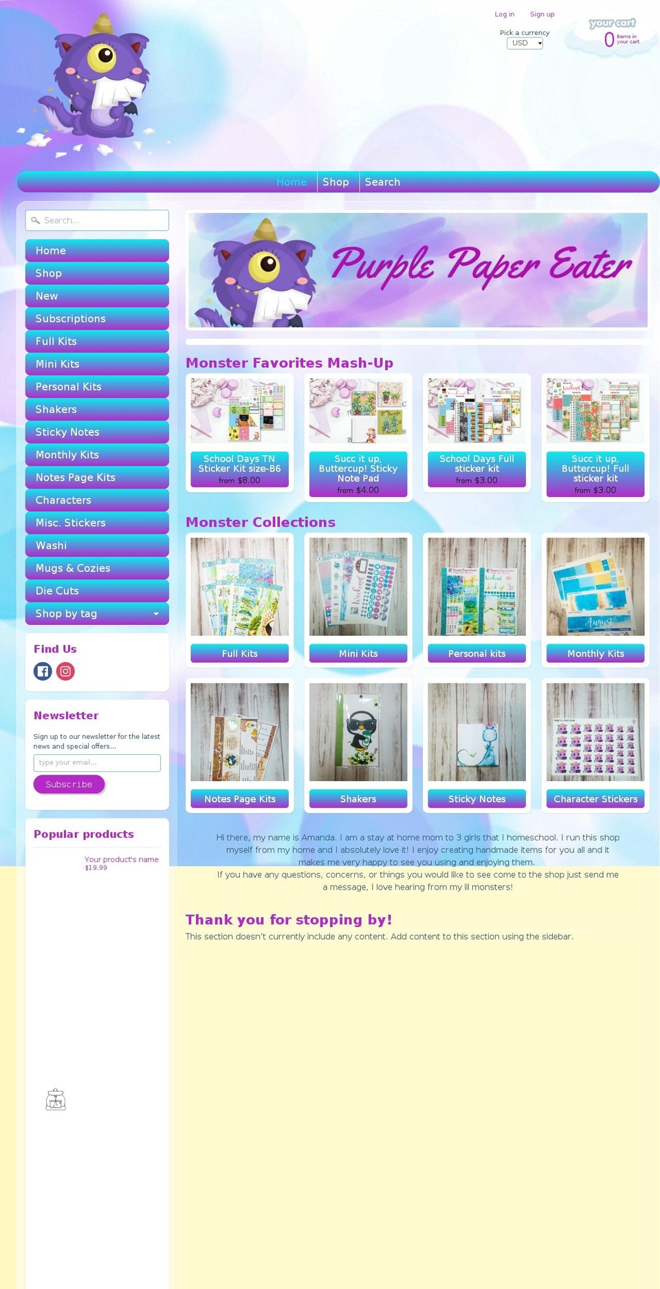 thepurplepapereater.com — Shopify storefront screenshot