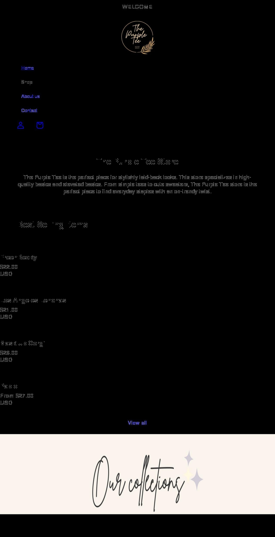thepurpletee.com shopify website screenshot