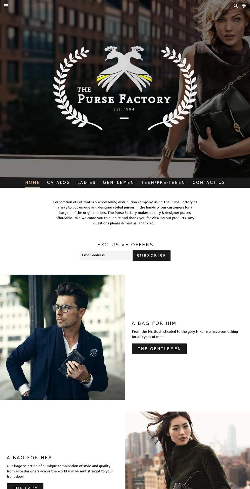 thepursefactory.com shopify website screenshot