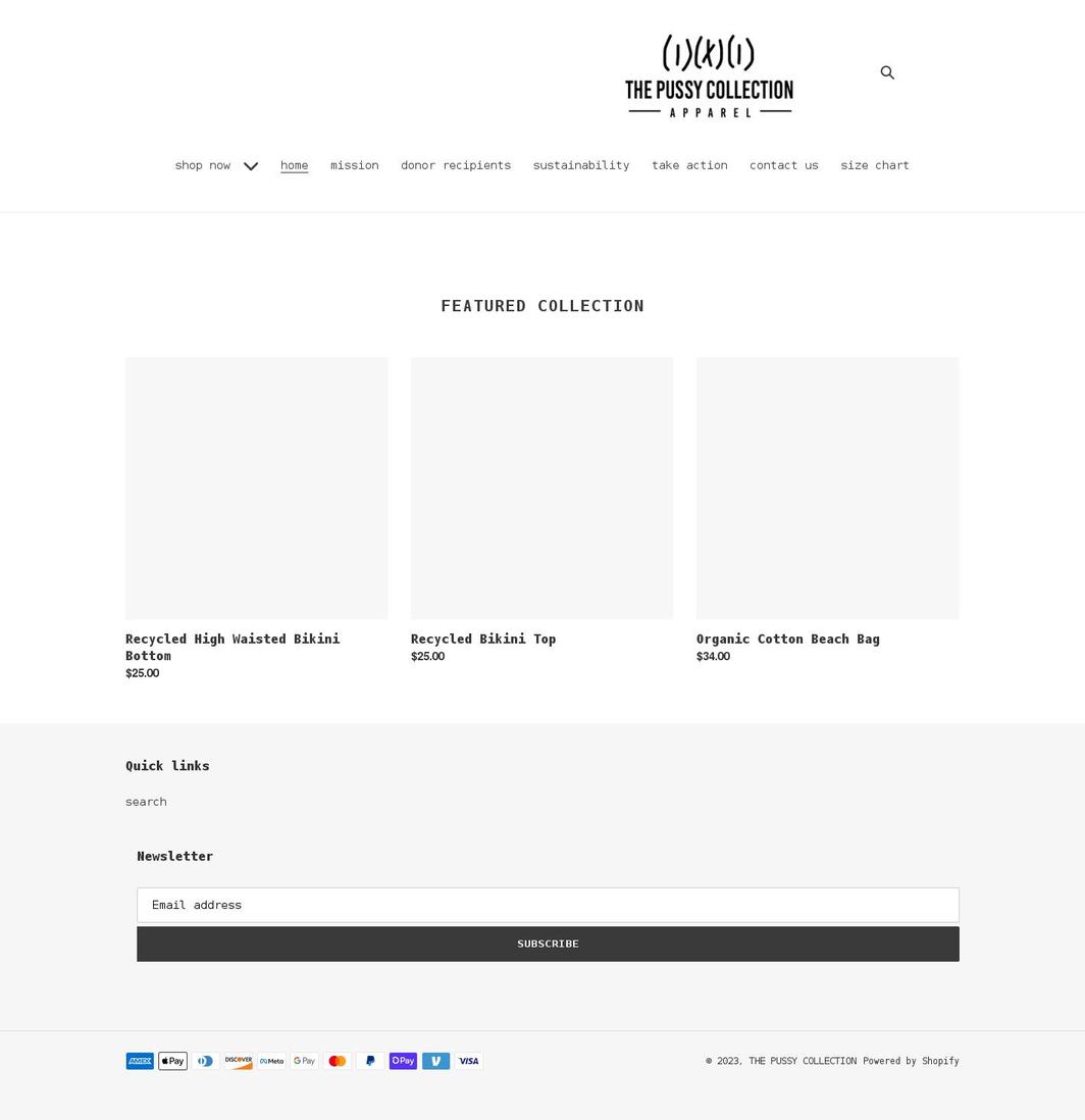 thepussycollection.com shopify website screenshot