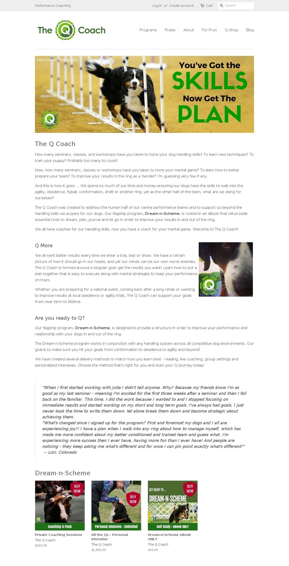 theqcoach.com shopify website screenshot