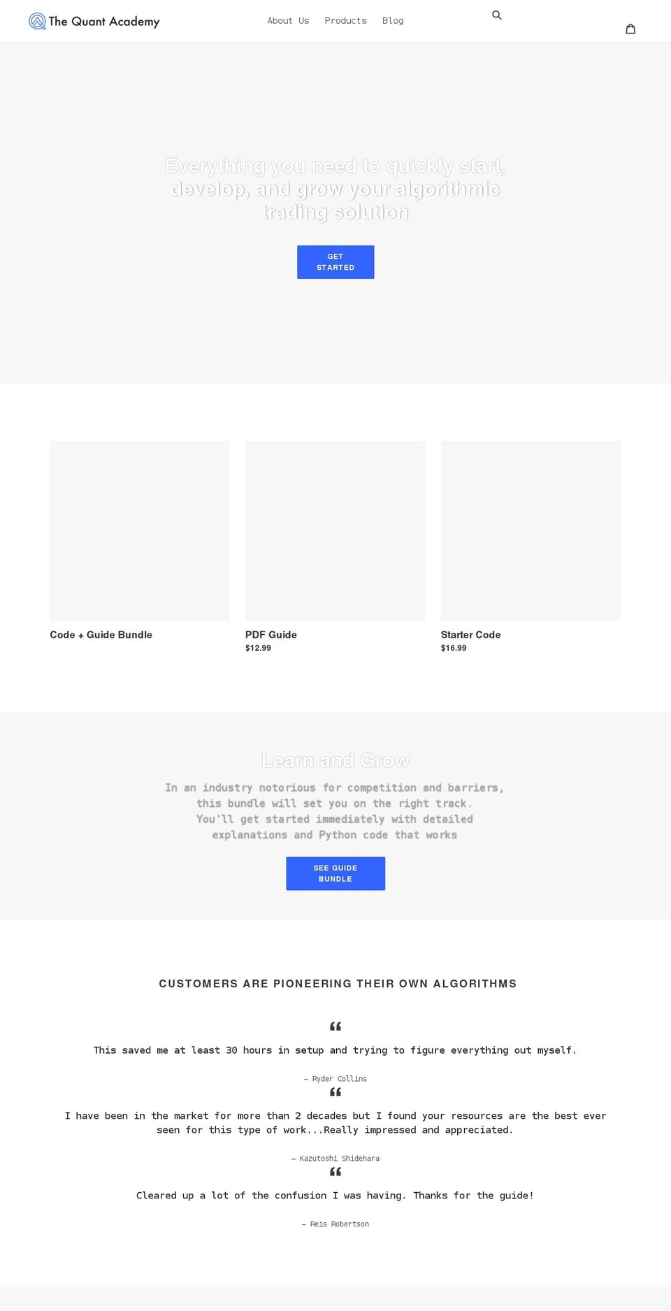 thequantacademy.com shopify website screenshot
