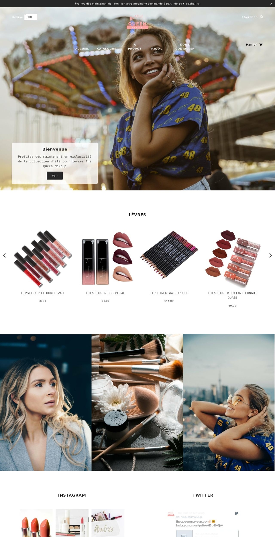 thequeenmakeup.com — Shopify storefront screenshot