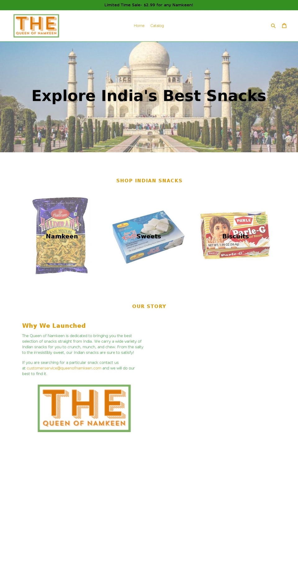 thequeenofnamkeen.com — Shopify storefront screenshot