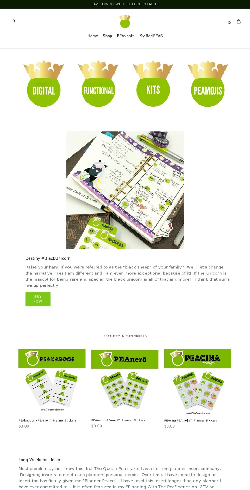 thequeenpea.com — Shopify storefront screenshot