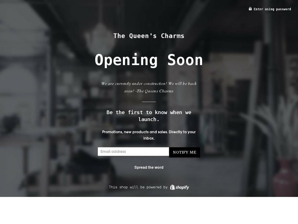 thequeenscharms.com shopify website screenshot